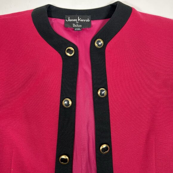 Vtg JAMES KENROB by Dalton Pink Knot Skirt Suit Open Jacket Lined Sz 14 Skirt 12 - Picture 4 of 14